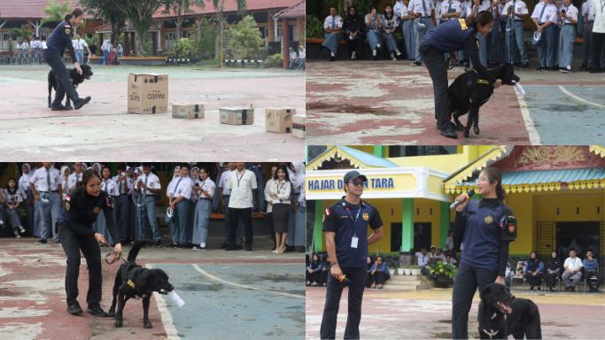 SMA Negeri 1 Tanjungpinang Berkolaborasi dengan Kemenkeu Mengajar Kenalkan Anjing Pelacak “Barry” untuk Menangkal Narkoba dan Barang Terlarang